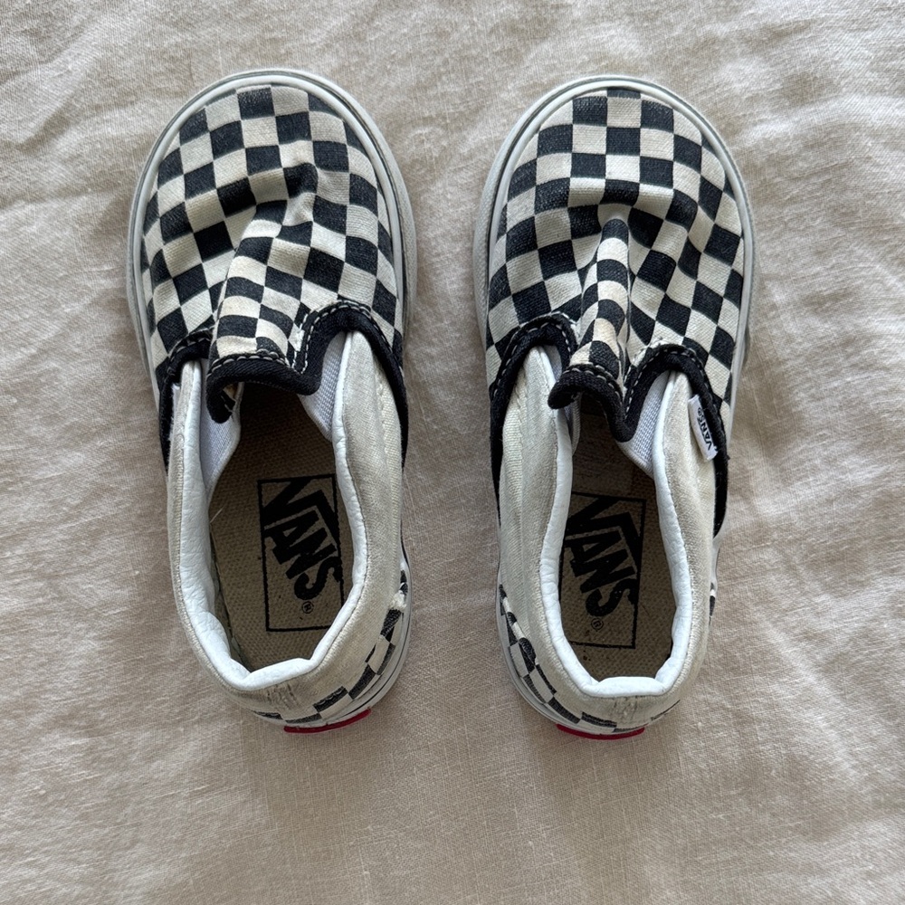 Vans Kids Black and White Checkered Slip-On Sneakers